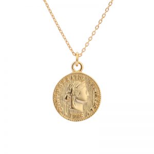 18k Gold Coin Necklace Round Necklace