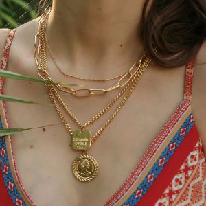 Coin Gold Choker Multilayer Necklace