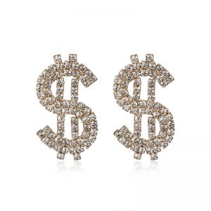 Dollar Rhinestone Stud Earrings