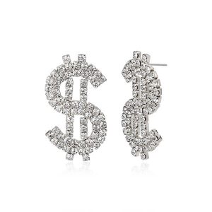 Dollar Rhinestone Stud Earrings