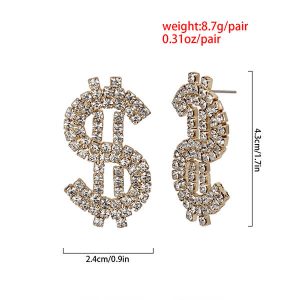 Dollar Rhinestone Stud Earrings