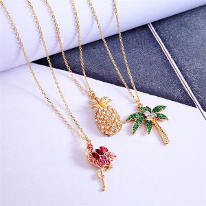 Flamingo necklace pineapple necklace