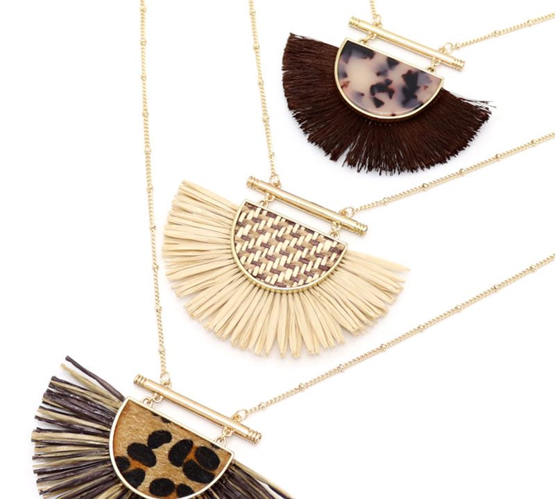 Fringe necklace fan design accessories