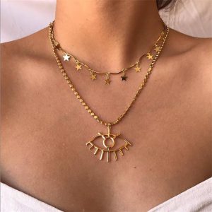 Gold Eye Shape Fashion Necklace