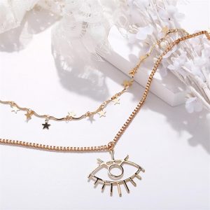 Gold Eye Shape Fashion Necklace