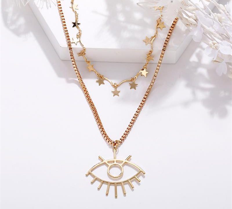 Gold Eye Shape Fashion Necklace