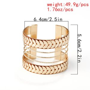 Half round stitching wide bracelet