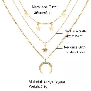 Star Moon Shape Gold Fashion Accessories NecklaceStar Moon Shape Gold Fashion Accessories Necklace