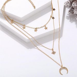 Star Moon Shape Gold Fashion Accessories Necklace