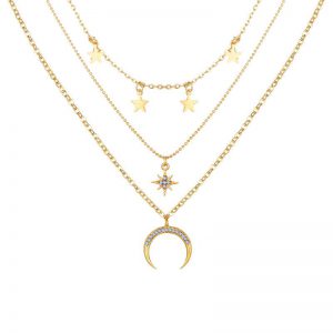 Star Moon Shape Gold Fashion Accessories Necklace