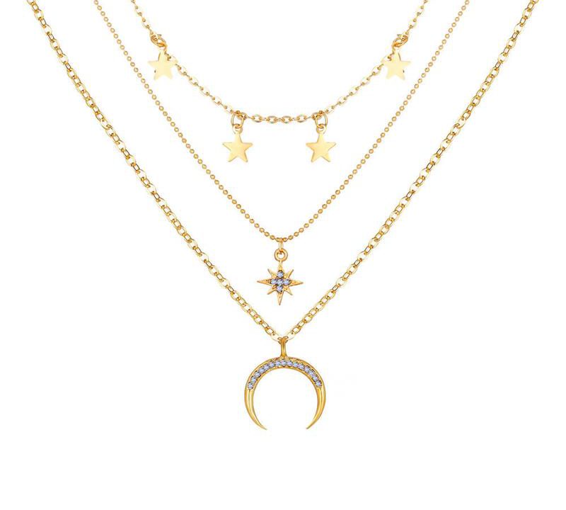 Star Moon Shape Gold Fashion Accessories Necklace