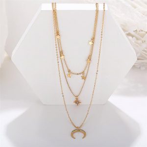 Star Moon Shape Gold Fashion Accessories Necklace