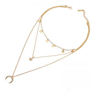 Star Moon Shape Gold Fashion Accessories Necklace