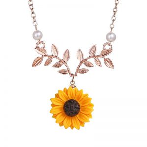 Sunflower Pearl Collar Necklace