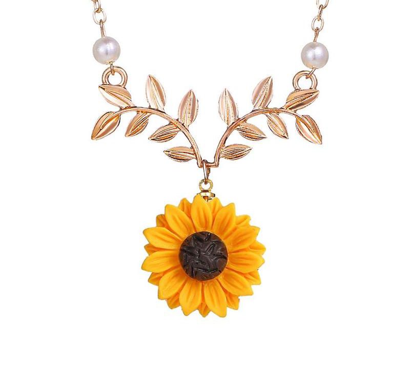 Sunflower Pearl Collar Necklace