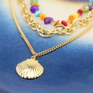 Shell necklace multi-layer necklace