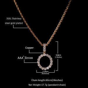 26 letter simple zircon pendant