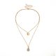 Drop-shaped zircon temperament double necklace