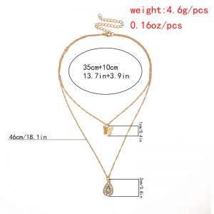 Drop-shaped zircon temperament double necklace