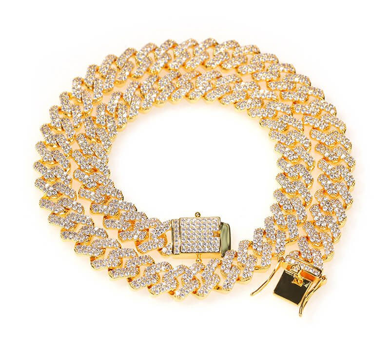 Full diamond bar Cuban necklace