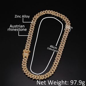 Gold-plated full diamond alloy hip-hop necklace