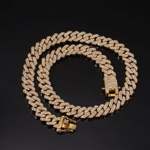 Gold-plated full diamond alloy hip-hop necklace