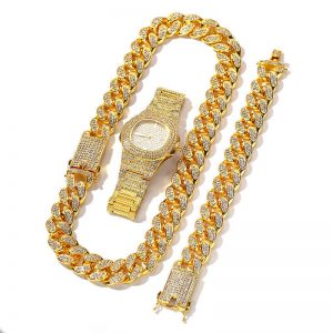 Gold-plated necklace bracelet set