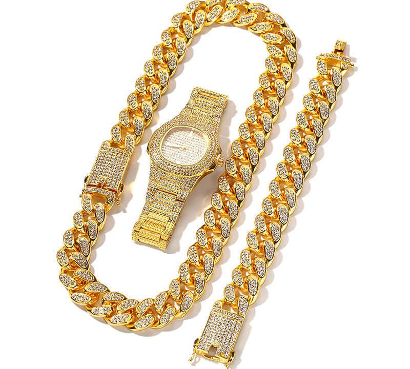 Gold-plated necklace bracelet set