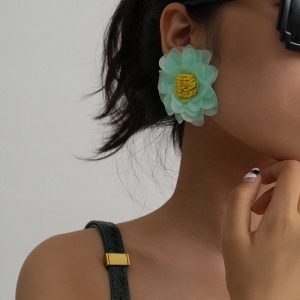 Handmade flower tassel earrings