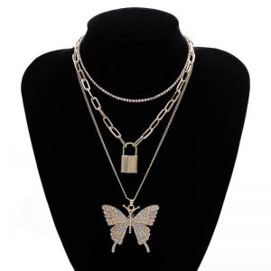 Large butterfly micro set necklace