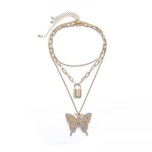 Large butterfly micro set necklace