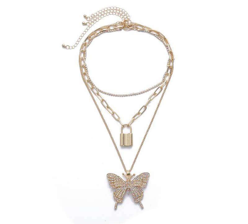 Large butterfly micro set necklace