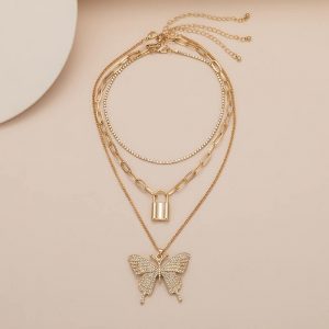 Large butterfly micro set necklace