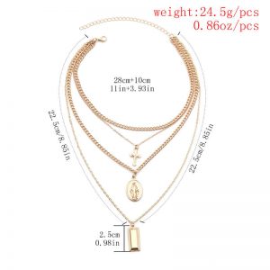 Madonna Cross Multilayer Pendant Necklace