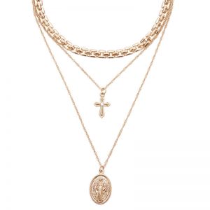 Madonna Cross Pendant Necklace