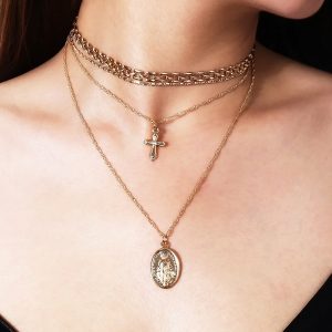 Madonna Cross Pendant Necklace