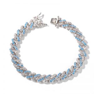 Micro Inlaid Aquamarine Zircon Cuba Bracelet