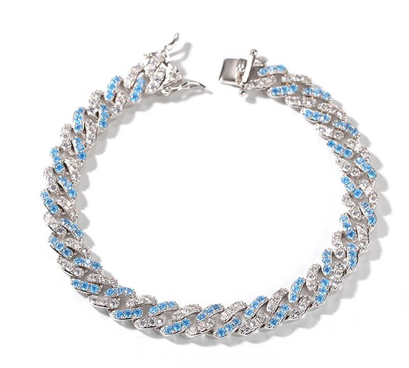 Micro Inlaid Aquamarine Zircon Cuba Bracelet