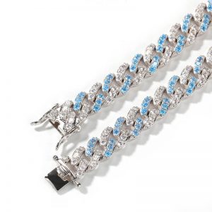 Micro-Set Aquamarine Zircon Cuban Necklace