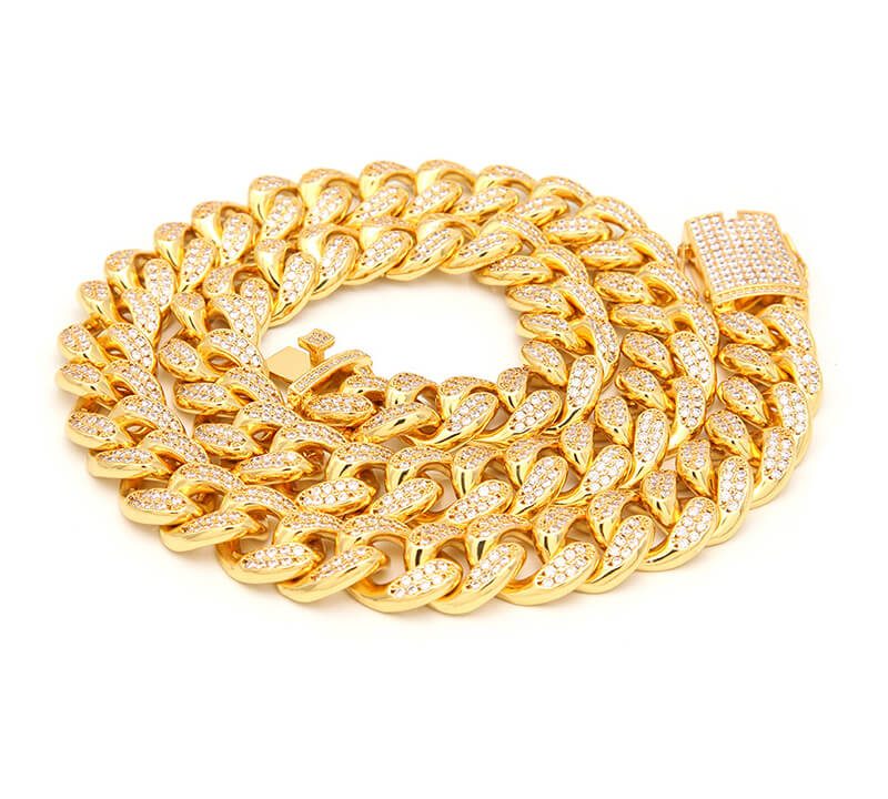 Micro-inlaid zircon Cuban chain high-end