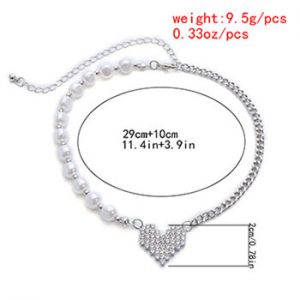 Micro set heart asymmetric necklace