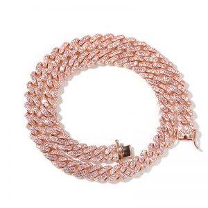 Micro-set pink zircon Cuban chain