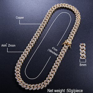 Micro-set pink zircon Cuban chain