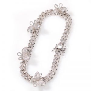 Micro-set zircon butterfly clavicle chain