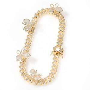 Micro-set zircon butterfly clavicle chain