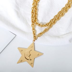 Multi-Layer Necklace Star Pattern Chain Necklace Accessory