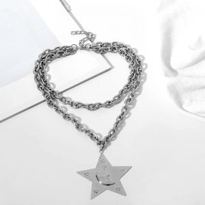 Multi-Layer Necklace Star Pattern Chain Necklace Accessory