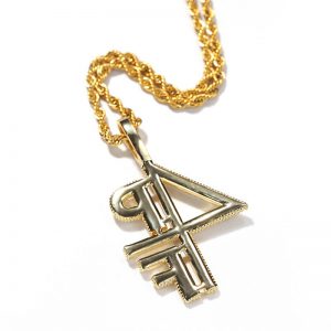 Numeral alphabet copper pendant with zircon