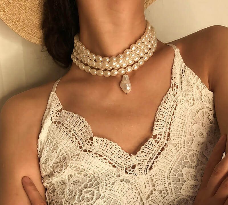 Pearl necklace multilayer