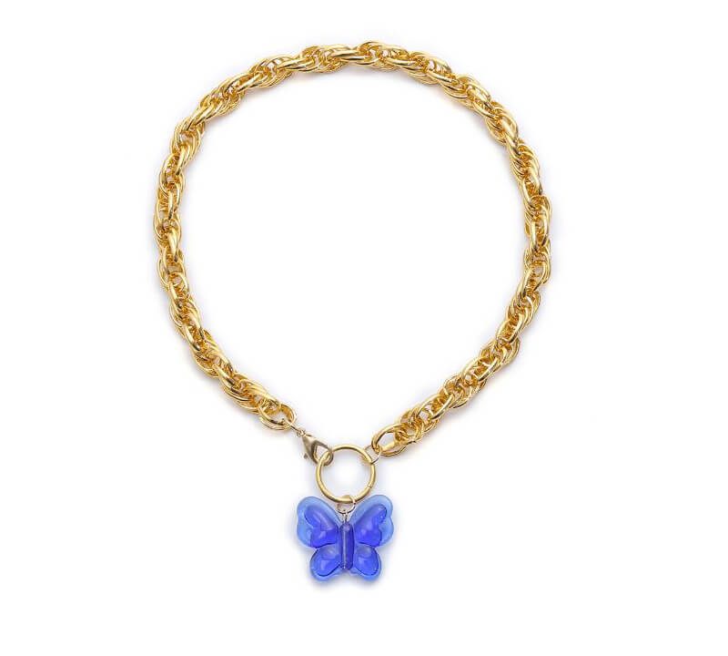 Royal Blue Butterfly Single Layer Necklace